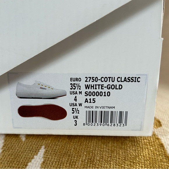 Women’s Superga Cotu Classic - White/Gold - Size 5.5 (euro 35.5) - Picture 6 of 6